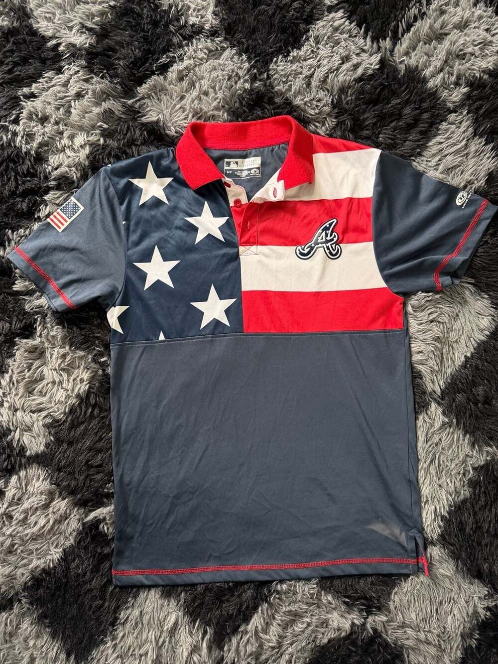 Atlanta Braves MLB True Fan Patriotic American Flag Polo Shirt